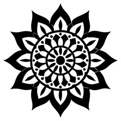 Simple mandala silhouette vector Art design, Floral mandala Illustration, ornament, flower, design, outline, template, pattern, ethnic. mandala design for invitation card, coloring book.