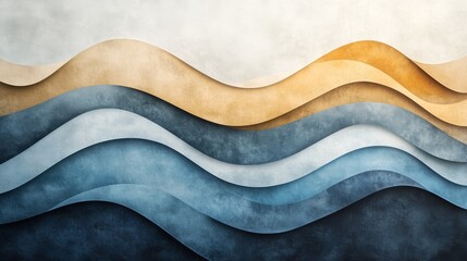 Abstract Wave Layers in Earthy Tones