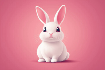 Cute minimalist Easter bunny sitting on a soft pink background
