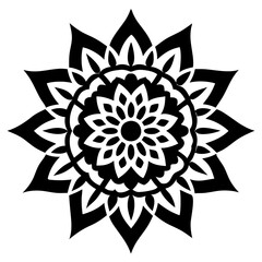 Simple mandala silhouette vector Art design, Floral mandala Illustration, ornament, flower, design, outline, template, pattern, ethnic. mandala design for invitation card, coloring book.