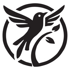 Silhouette of a bird on white background	