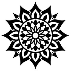 Simple mandala silhouette vector Art design, Floral mandala Illustration, ornament, flower, design, outline, template, pattern, ethnic. mandala design for invitation card, coloring book.