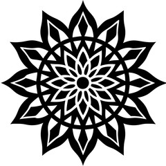Simple mandala silhouette vector Art design, Floral mandala Illustration, ornament, flower, design, outline, template, pattern, ethnic. mandala design for invitation card, coloring book.