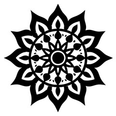 Simple mandala silhouette vector Art design, Floral mandala Illustration, ornament, flower, design, outline, template, pattern, ethnic. mandala design for invitation card, coloring book.