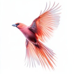 Obraz premium A bird soars gracefully in the open sky, its wings fully extended, showcasing the beauty of flight and freedom.