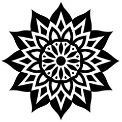 Simple mandala silhouette vector Art design, Floral mandala Illustration, ornament, flower, design, outline, template, pattern, ethnic. mandala design for invitation card, coloring book.