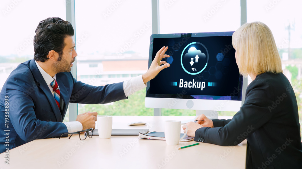 Poster backup storage data internet technology business concept. database storage cloud technology file dat