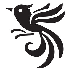 Silhouette of a bird on white background	