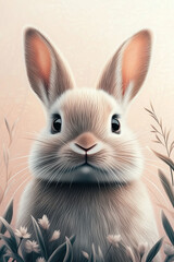 Obraz premium Cozy and serene Easter bunny portrait capturing the magic of nature 