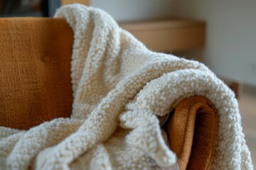 Cozy fleece blanket on armchair