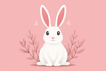 Obraz premium Cute Easter bunny rabbit character in a soft and elegant digital illustration 