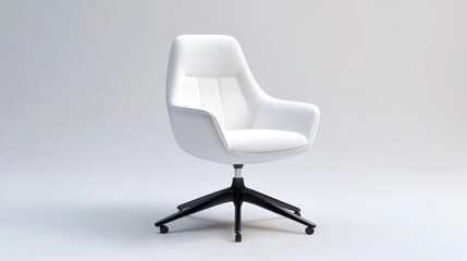 a white chair with a black base and a white seat