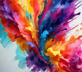 Fototapeta premium Abstract art piece with watercolor techniques and bold colors, vibrant, expressive