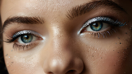 Fototapeta premium close up of shiny glitter eye make up