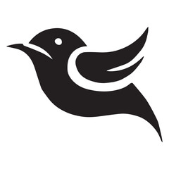 Silhouette of a bird on white background	