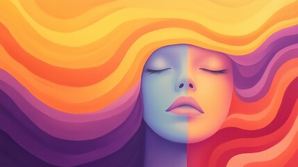 Psychedelic Artwork Depicting Dream with Colorful Waves and Surreal Elements for an Abstract Creative Design