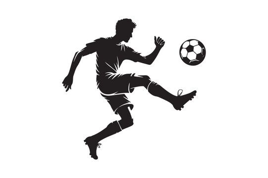 Dynamic Soccer Player Kicking Ball Silhouette