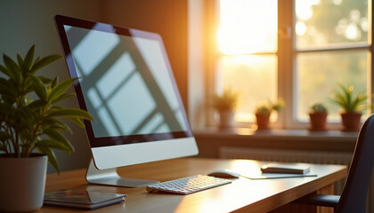 Fototapeta premium desk with monitor