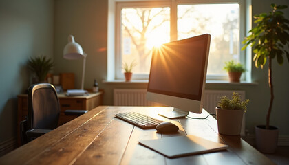 Fototapeta premium Office with sunlight through the window