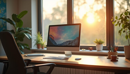 office interior with computer