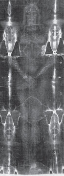 Negative perspective of Jesus on shroud of Turin CMYK vector ready for print