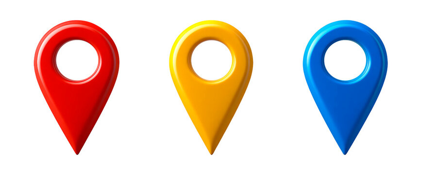 Map pointers, Location mark icons on transparent background