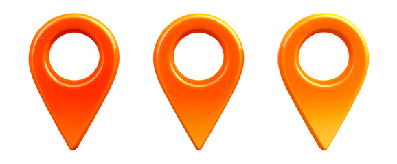 Map pointers, Location mark icons on transparent background