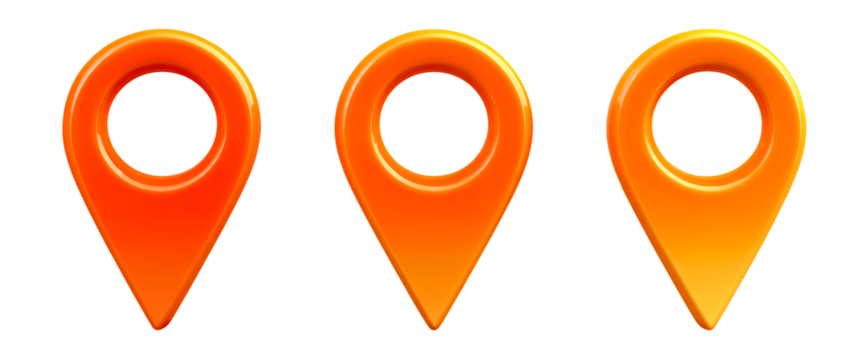 Map pointers, Location mark icons on transparent background