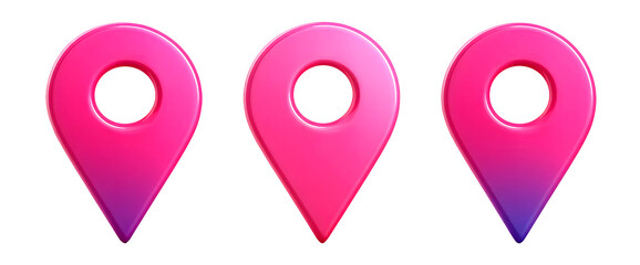 Map pointers, Location mark icons on transparent background