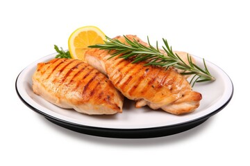 Grilled chicken breast isolated on white
