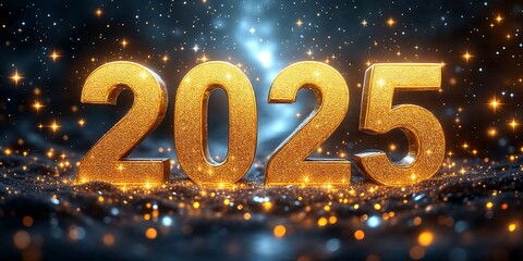 The number twenty-five is written in gold letters. 2025. Background. Graphics. Technology.