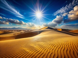 Naklejka premium Desert Dunes Midday Sun Bokeh, Textural Landscape Stock Photo