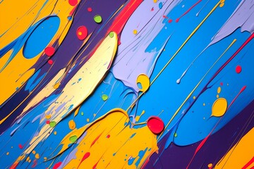 Brightly colored paint on a smooth wall