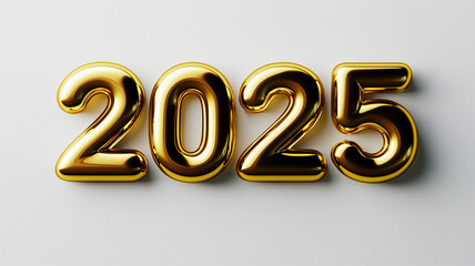Bright golden numeral 2025 with a sleek modern design on white.