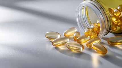 Spilled Capsules of Vitamin on White Surface