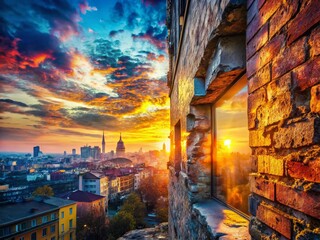Fototapeta premium Double Exposure: Abstract Cityscape & Nature, Bretterwand Inspired