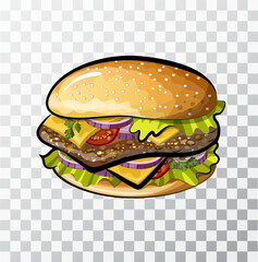 Burger american national food hand drawn vector illustration