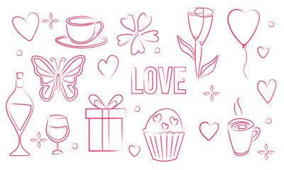 Valentine´s day hand drawn set