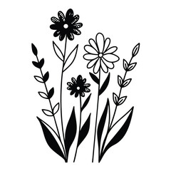 Line art sketch flowers for various design.
