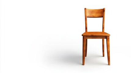 a wooden chair with a seat on a white surface