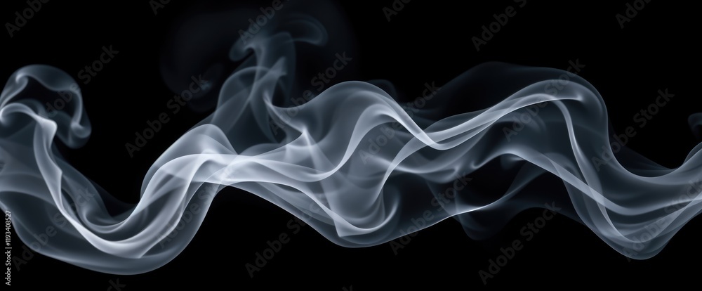 Poster abstract smoke swirls on black background elegant flowing design element for various creative projec