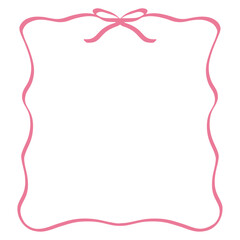 Hand drawn doodle frame with ribbon. Wavy curve edges for text and photo.