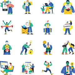 Fototapeta premium Set of 16 Flat Style Success and Reward Illustrations