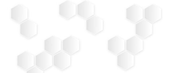 Abstract white hexagon concept design background. Seamless bright white honeycomb banner design. 
