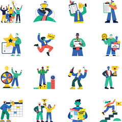 Naklejka premium Set of Accomplishments Flat Style Illustrations