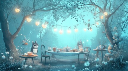 Enchanting woodland tea party with adorable animal guests