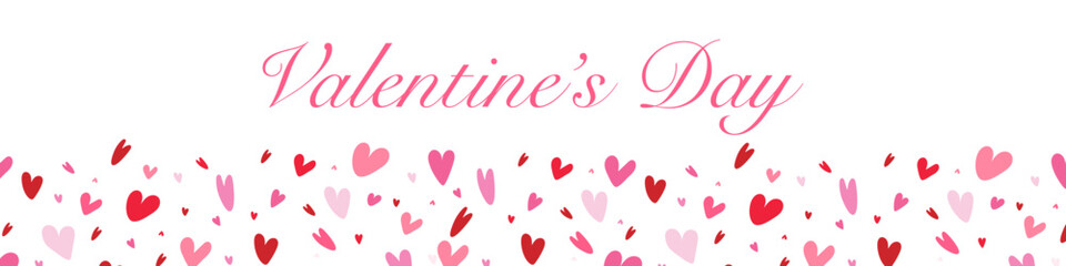 Valentine's day background with red and pink hearts. Vector love symbols in heart shape for your design. Vector Eps 10