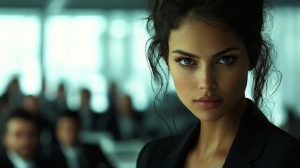 Fototapeta premium A Confident Woman Poses in a Professional Setting