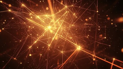 Fototapeta premium Glowing Network of Particles and Light Rays Creating a High-Tech Digital Web Background for Contemporary Design Projects and Visual Effects Applications