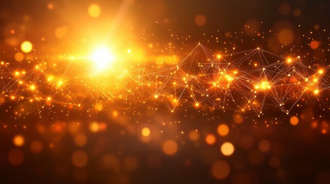 A dynamic depiction of a particle-based network with glowing connections and intricate pathways representing communication and dependencies in an abstract context